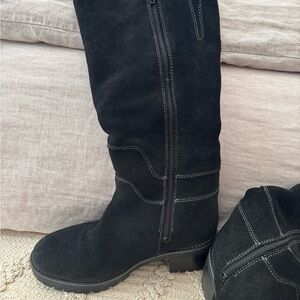 Women's Black Suede Knee-High Boots